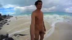 Str8 men jerk off in Cuba beach Playa