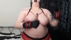 emma celeste gagged and cuffed bbw in satin gloves xxx