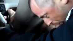 Old-Young Blowjob in a Taxi