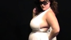 Big-titted Bbw Strips Out Of Her White Dress