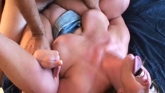 Blonde With Natural Big Boobs Loves Putting A Toy In Her