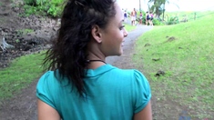 Amateur hottie fucked outdoor in public