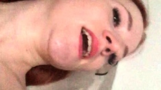 Petite amateur redheaded teen pisses and sucks cock