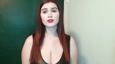 European amateur redhead masturbates on webcam