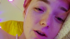 Sexy amateur redhead teen double dildo action
