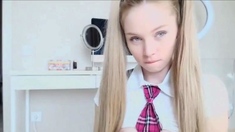 Naughty Petite Babe fucks a dildo and loves it