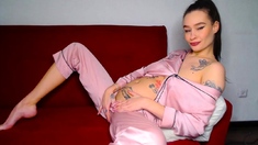 Cute curly brunette solo webcam masturbation