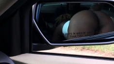 Ebony public blowjob in car at daylight