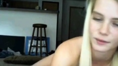 Slim blonde teen on cam