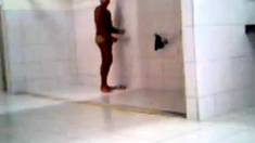 caught a guy turned on in gym shower