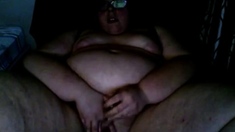 BBW masturbating and cumming hard on computer chair